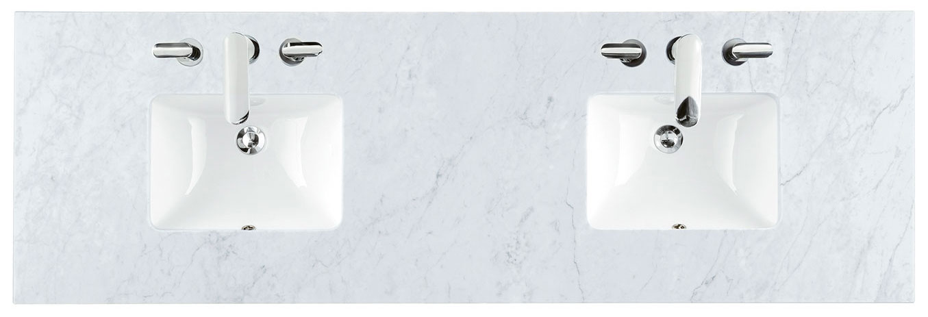 James Martin (double) 72-inch Carrara Marble Countertop & Rectangular Sinks - 3cm Thick