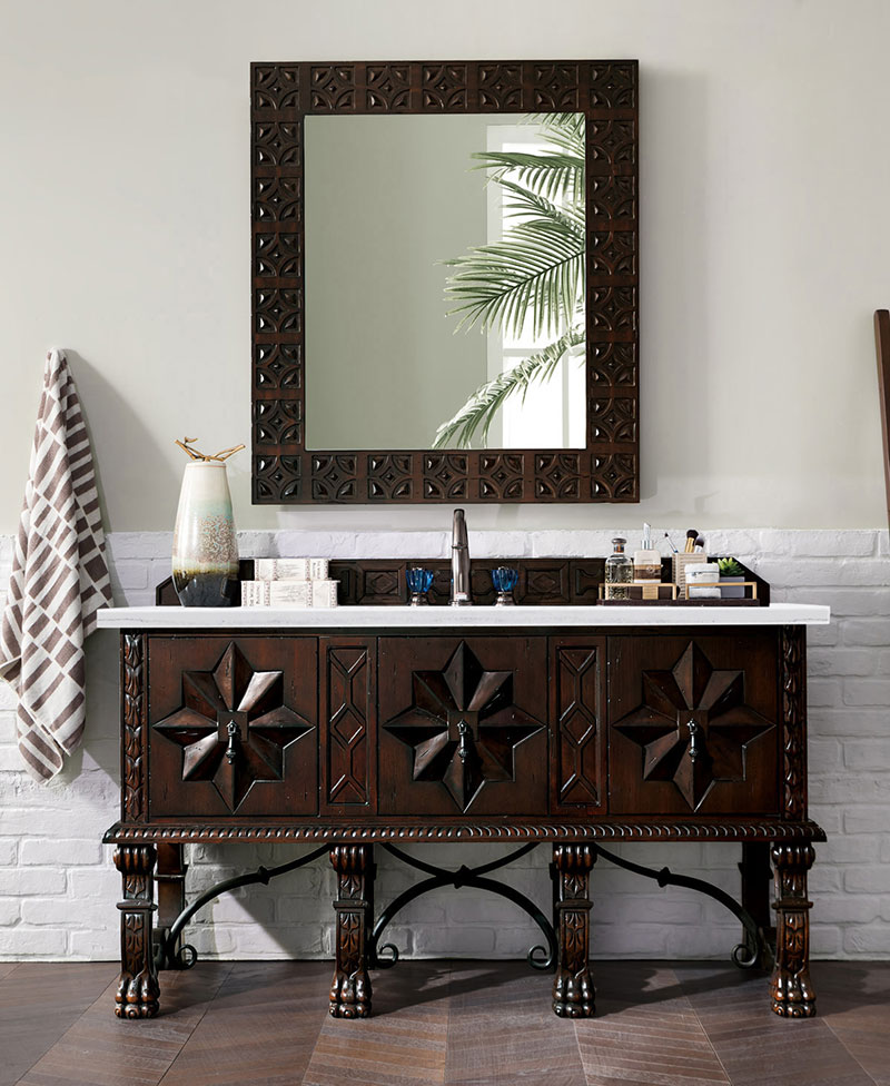 CLEARANCE PRICE - James Martin Balmoral (single) 60-Inch Antique Walnut Vanity Cabinet & Optional Countertops