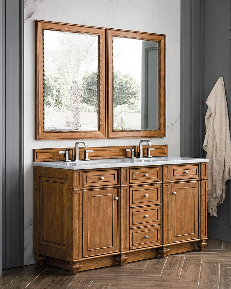 James Martin Bristol (double) 60-Inch Saddle Brown Vanity Cabinet & Optional Countertops