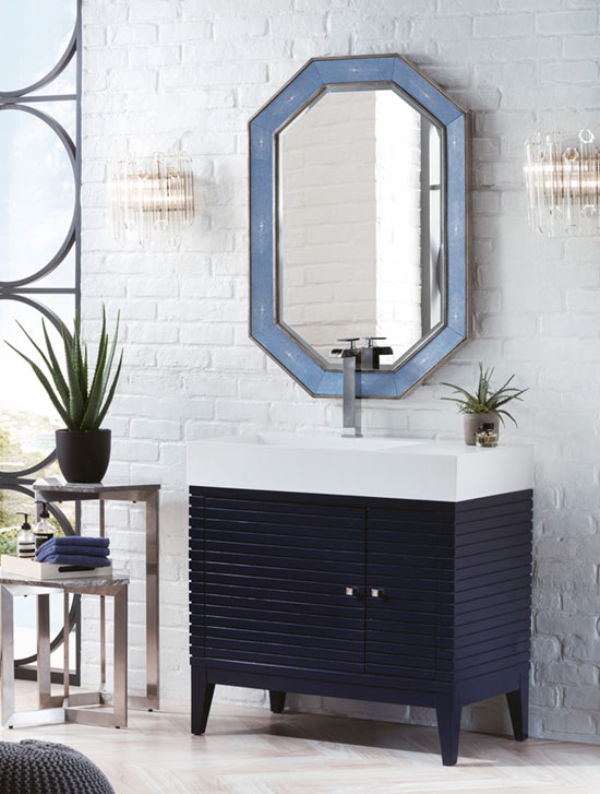 CLEARANCE PRICE - James Martin Linear (single) 35.5-Inch Victory Blue Modern Bathroom Vanity & Optional Countertop