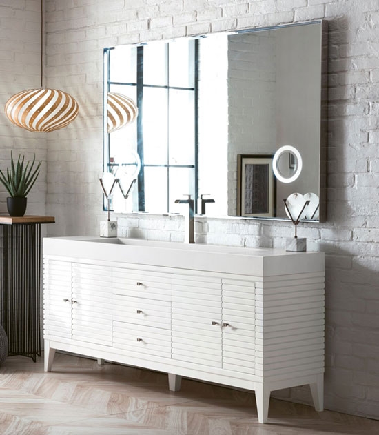 James Martin Linear (single) 72.5-Inch Glossy White Modern Bathroom Vanity Cabinet & Optional Countertops