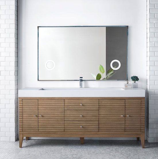 James Martin Linear (single) 72.5-Inch White Washed Walnut Modern Bathroom Vanity Cabinet & Optional Countertop
