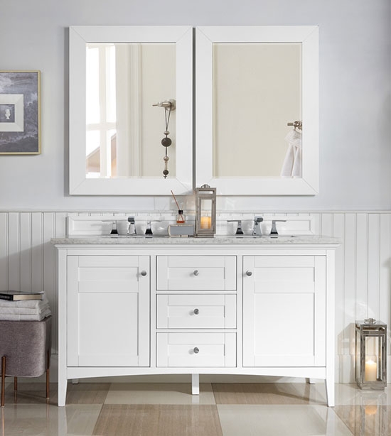 James Martin Palisades (double) 60-Inch Bright White Vanity Cabinet & Optional Countertops