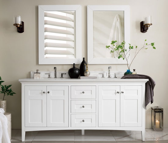 James Martin Palisades (double) 72-Inch Bright White Vanity Cabinet & Optional Countertops