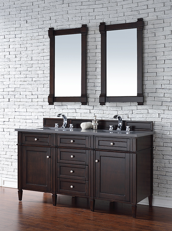 James Martin Brittany (double) 60-Inch Burnished Mahogany Vanity Cabinet & Optional Countertops