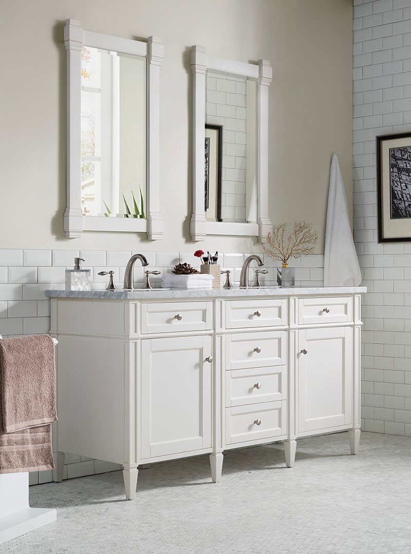 James Martin Brittany (double) 60-Inch Bright White Vanity Cabinet & Optional Countertops