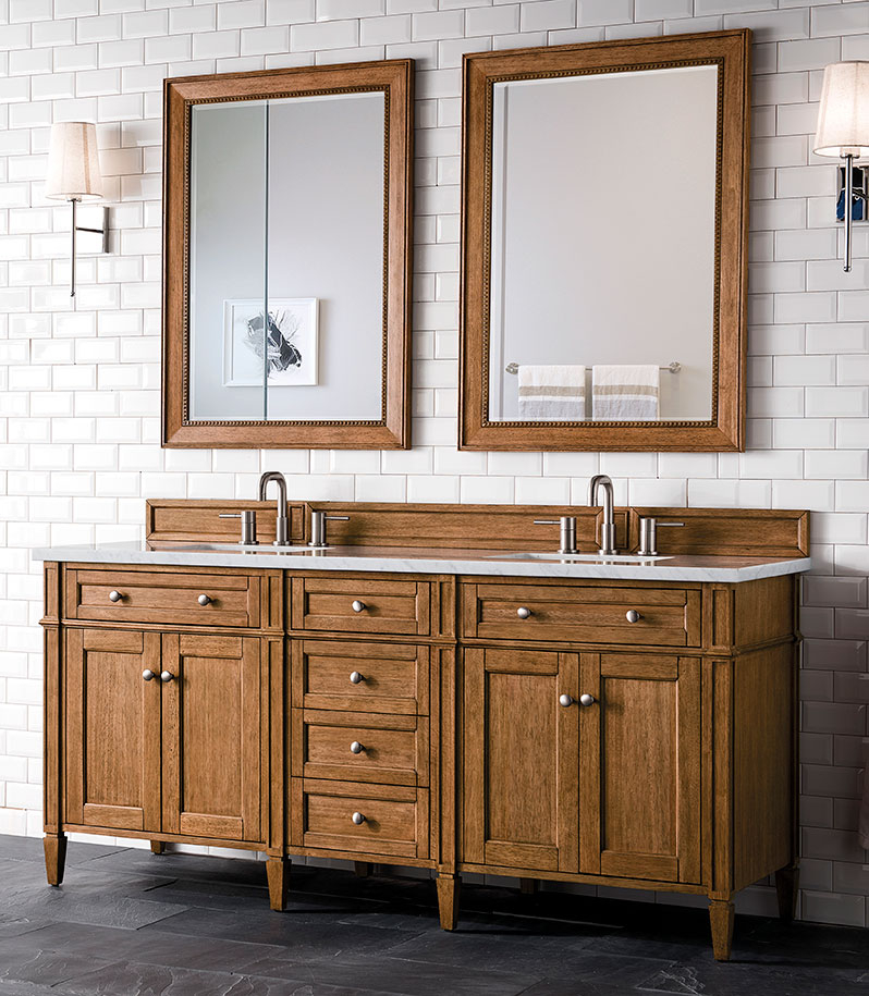 James Martin Brittany (double) 72-Inch Saddle Brown Vanity Cabinet & Optional Countertops