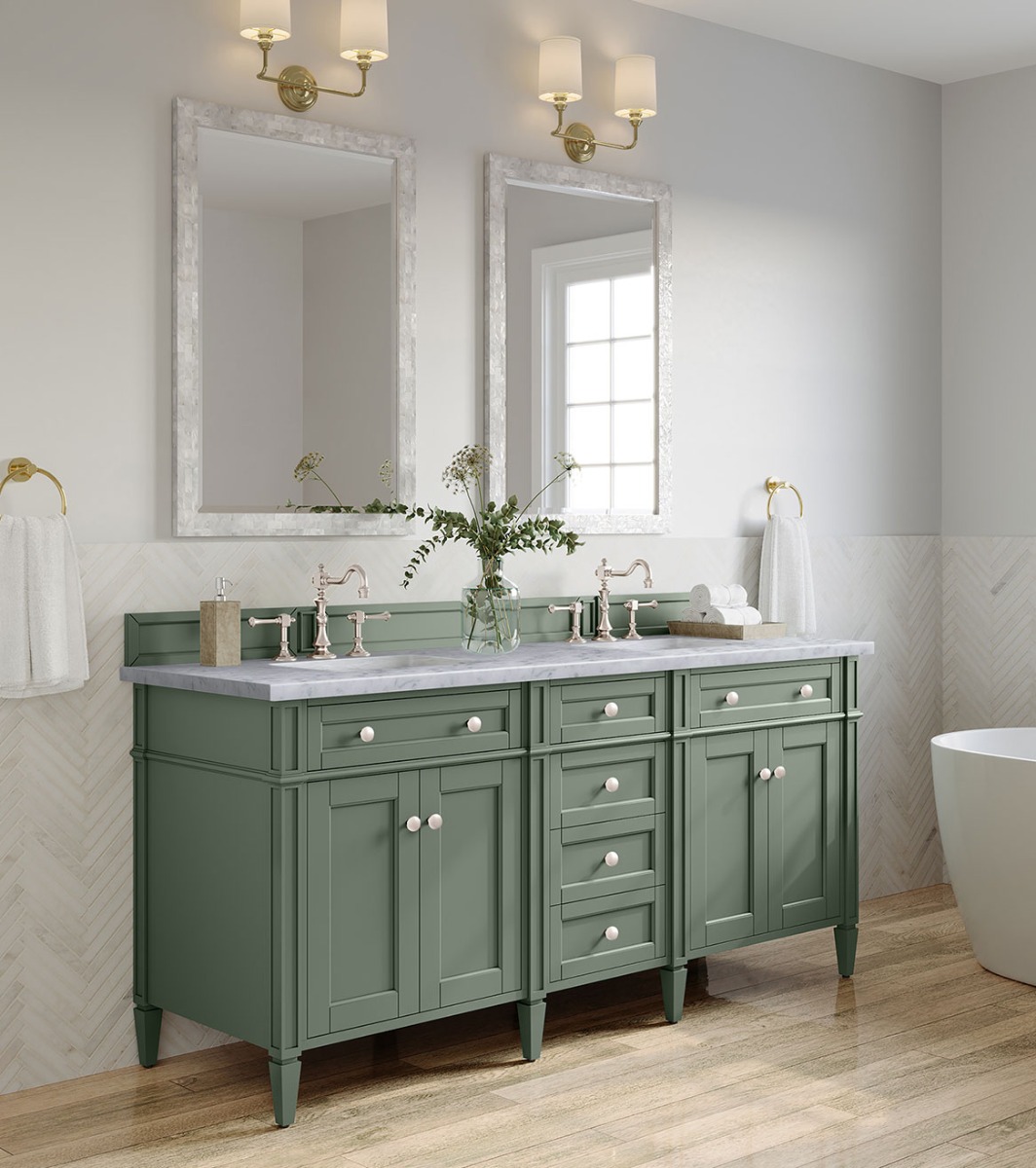 James Martin Brittany (double) 72-Inch Smokey Celadon Vanity Cabinet & Optional Countertops