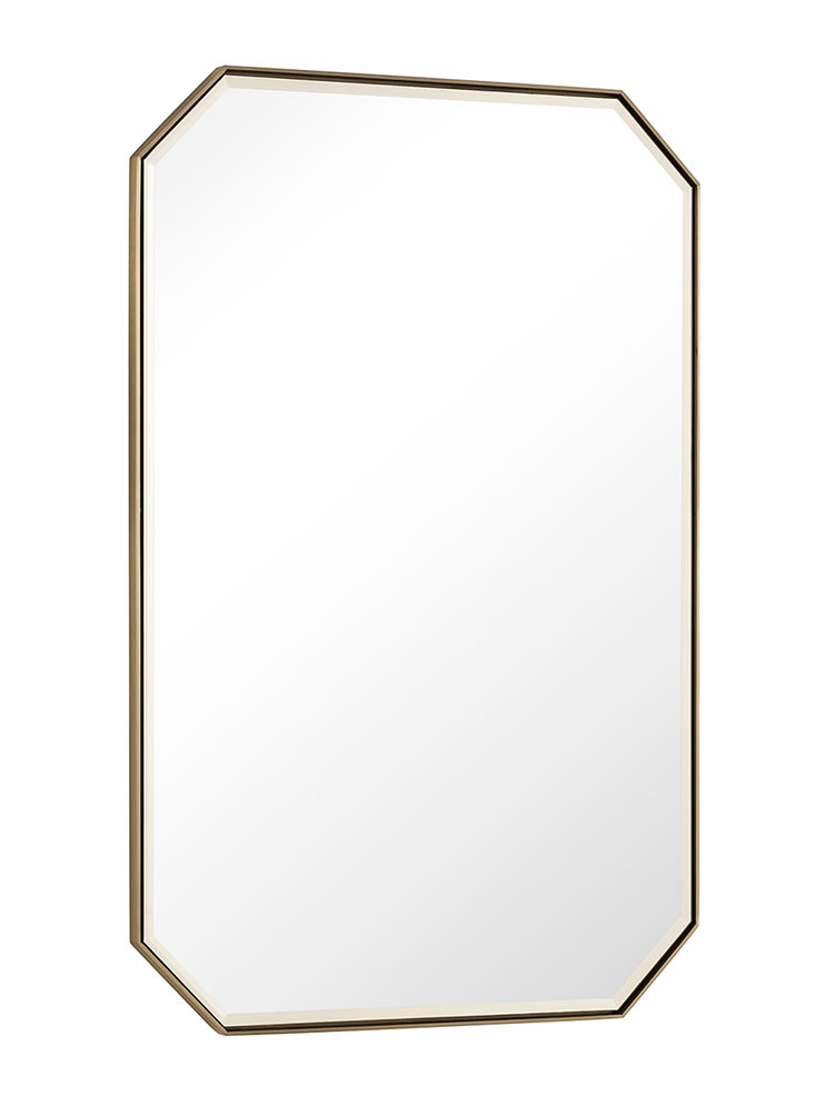 James Martin Rohe 24-Inch Octagon Champagne Brass Modern Bathroom Mirror