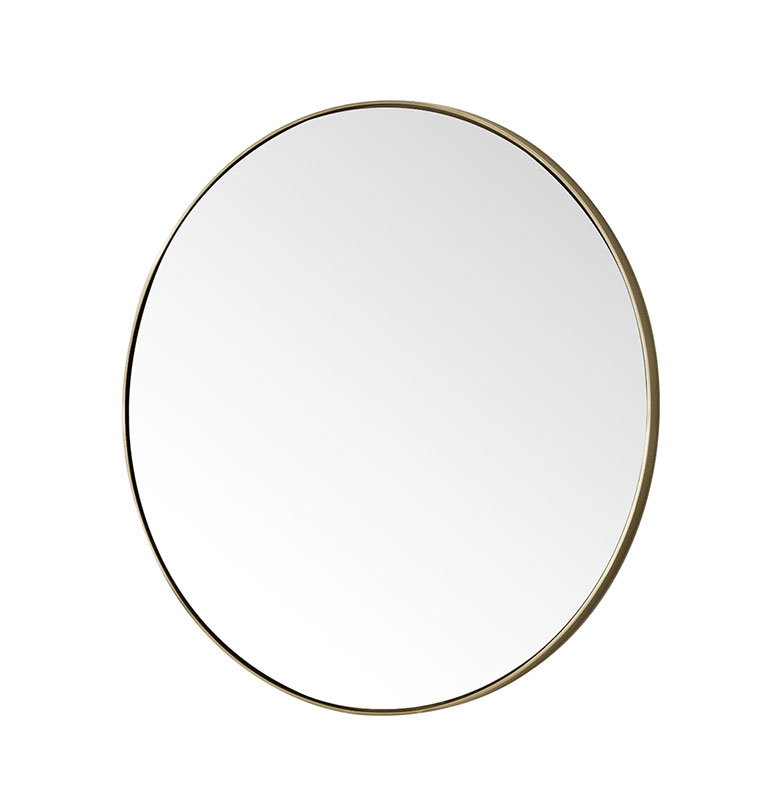 James Martin Rohe 30-Inch Champagne Brass Round Modern Bathroom Mirror