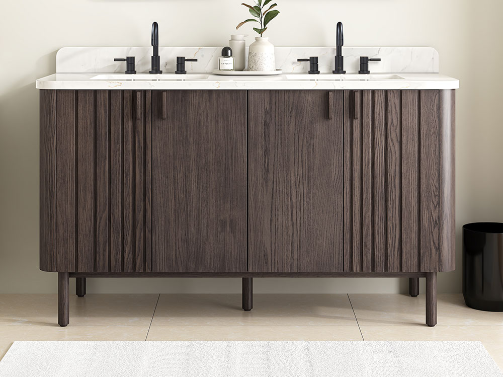 Avanity Blakely (double) 61-Inch Brown Oak Vanity Cabinet with Countertop/Sinks
