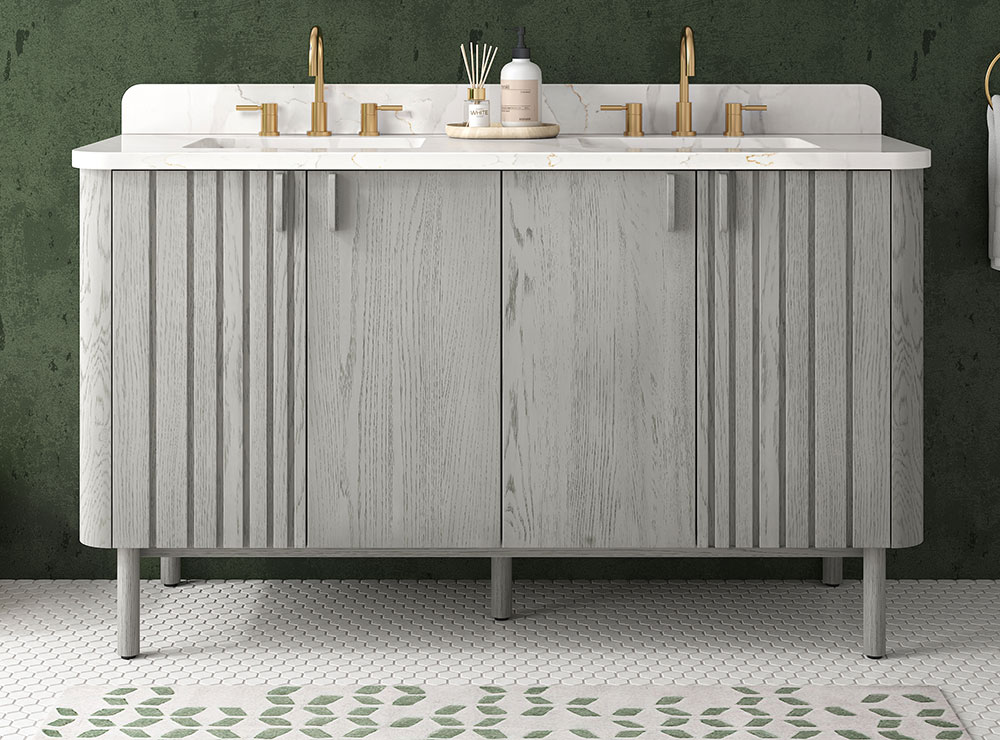 Avanity Blakely (double) 61-Inch Gray Oak Vanity Cabinet with Countertop/Sinks