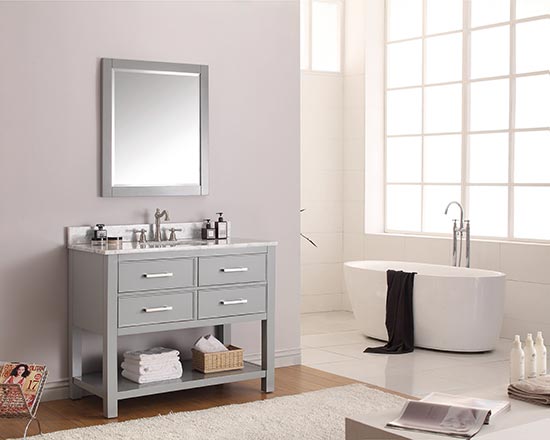 Avanity Brooks (single) 43-Inch Chilled Gray Vanity Cabinet & Optional Countertops