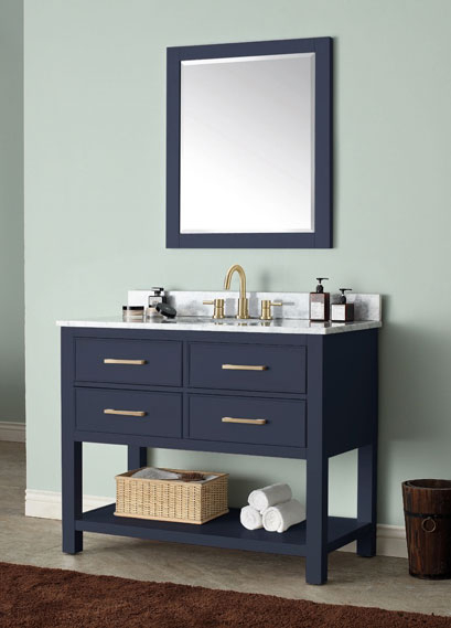 Avanity Brooks (single) 43-Inch Navy Blue Vanity Cabinet & Optional Countertops