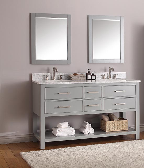 Avanity Brooks (double) 61-Inch Chilled Gray Vanity Cabinet & Optional Countertops