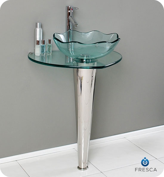 Fresca Netto (single) 24-Inch Clear Glass Modern Bathroom Vanity