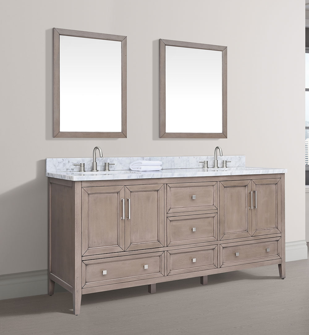 Avanity Everette (double) 72-Inch Gray Oak Vanity Cabinet & Optional Countertops
