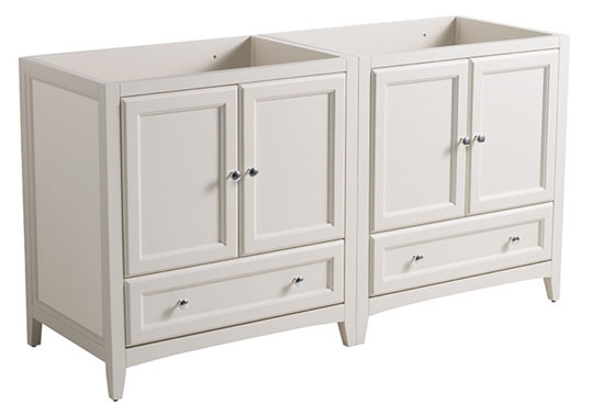 Fresca Oxford (double) 59-Inch Antique White Transitional Modular Bathroom Vanity (Model 2) - Cabinet Only
