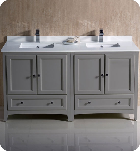 Fresca Oxford (double) 60-Inch Gray Transitional Modular Bathroom Vanity (Model 2)