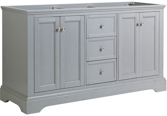Fresca Windsor (double) 59.6-Inch Transitional Gray Textured Bathroom Vanity - Cabinet Only