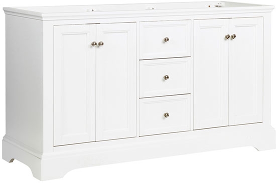Fresca Windsor (double) 59.6-Inch Transitional Matte White Bathroom Vanity - Cabinet Only