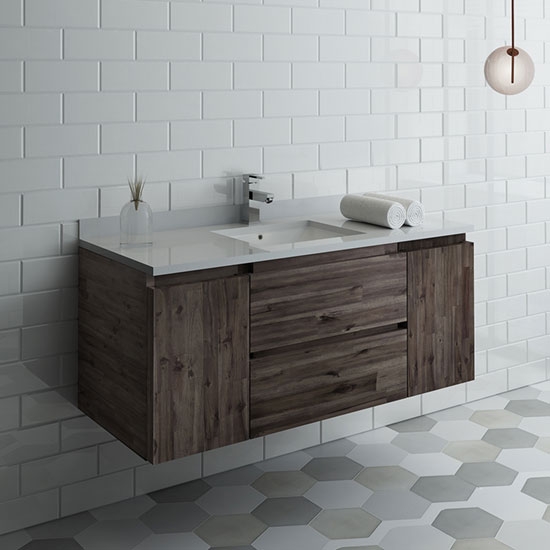 Fresca Formosa (single) 48-Inch Acacia Modern Modular Wall-Mount Bathroom Vanity