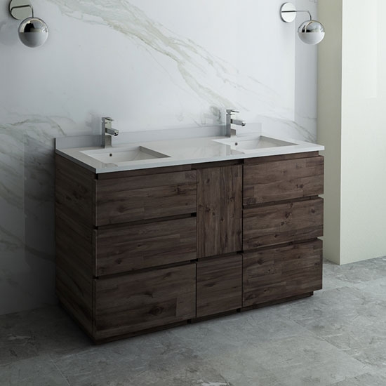 Fresca Formosa (double) 58-Inch Acacia Modern Modular Bathroom Vanity [Model 2] - Cabinet Only