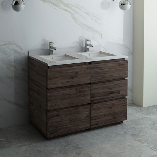 Fresca Formosa (double) 46-Inch Acacia Modern Modular Bathroom Vanity - Cabinet Only