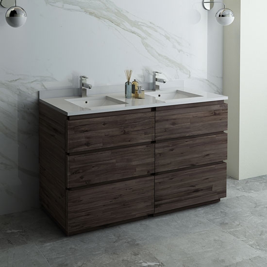 Fresca Formosa (double) 58-Inch Acacia Modern Modular Bathroom Vanity - Cabinet Only