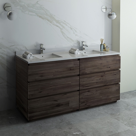 Fresca Formosa (double) 70-Inch Acacia Modern Modular Bathroom Vanity - Cabinet Only