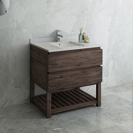 Fresca Formosa (single) 36-Inch Acacia Modern Modular Bathroom Vanity w/ Open Bottom