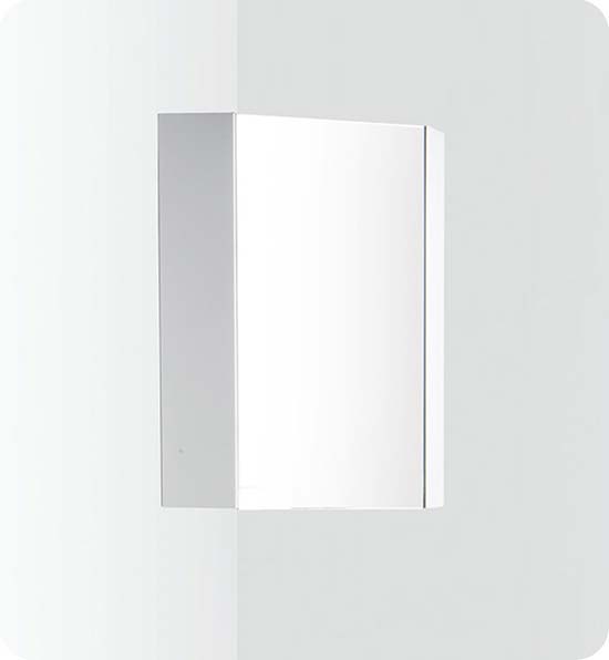 Fresca Coda 14-Inch White Corner Bathroom Mirrored Medicine Cabinet