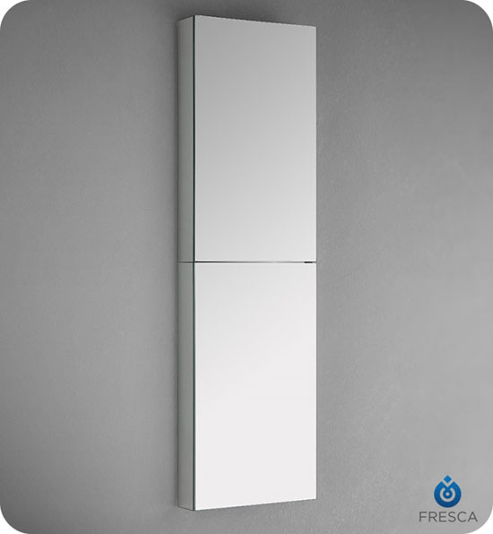 Fresca FMC8030 15-Inch Wide x 52-Inch Tall Bathroom Mirrored Medicine Cabinet