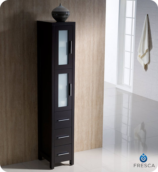 Fresca Torino 12-Inch Espresso Bathroom Tall Linen Side Cabinet