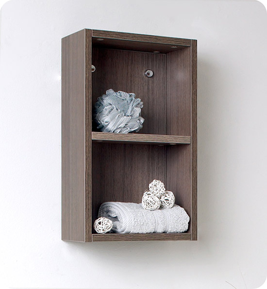 Fresca 11.9-Inch Gray Oak Wall-Mount Bathroom Linen Side Cabinet