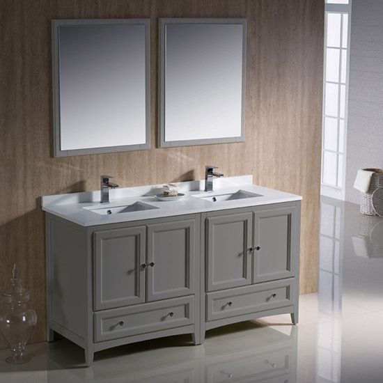 Fresca Oxford (double) 60-Inch Gray Transitional Modular Bathroom Vanity Set (Model 2)