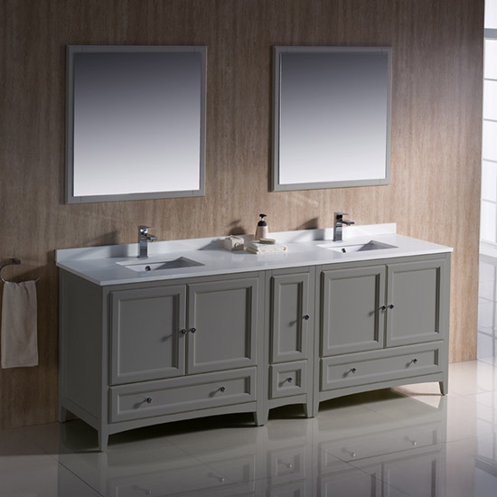 Fresca Oxford (double) 84-Inch Gray Transitional Modular Bathroom Vanity Set