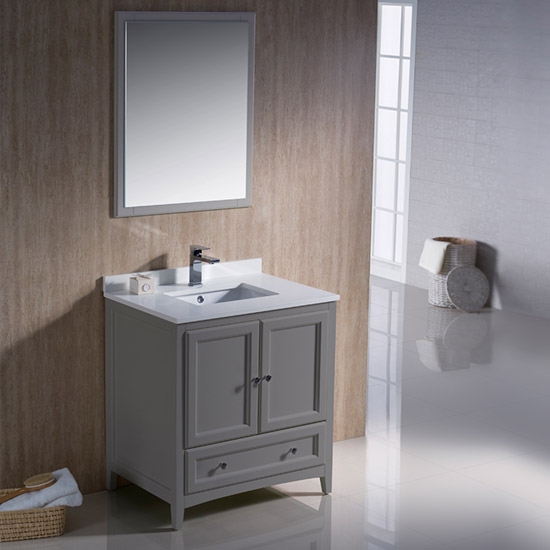 Fresca Oxford (single) 30-Inch Gray Transitional Bathroom Vanity Set
