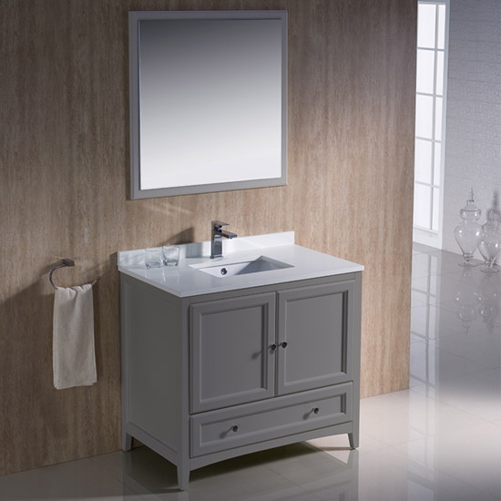 Fresca Oxford (single) 36-Inch Transitional Gray Bathroom Vanity Set