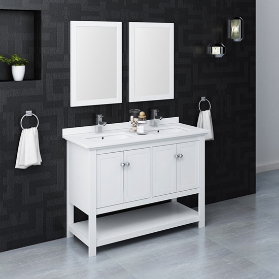 Fresca Manchester (double) 48-Inch White Modern Bathroom Vanity Set