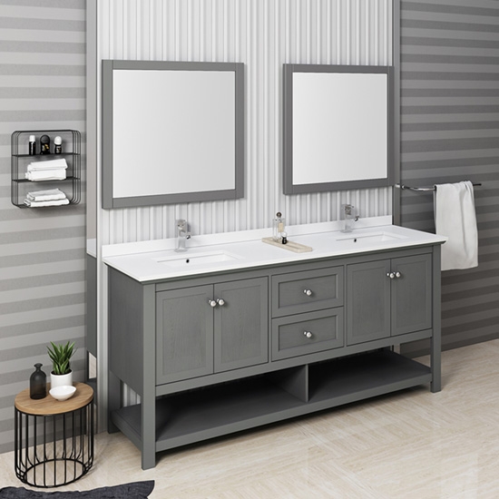 Fresca Manchester Regal (double) 72-Inch Gray Wood Veneer Modern Bathroom Vanity Set