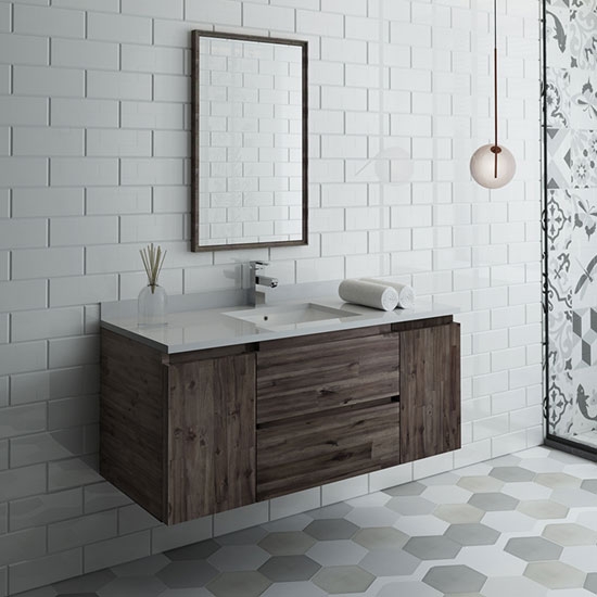 Fresca Formosa (single) 48-Inch Acacia Modern Modular Wall-Mount Bathroom Vanity Set