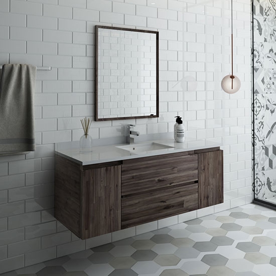 Fresca Formosa (single) 54-Inch Acacia Modern Modular Wall-Mount Bathroom Vanity Set