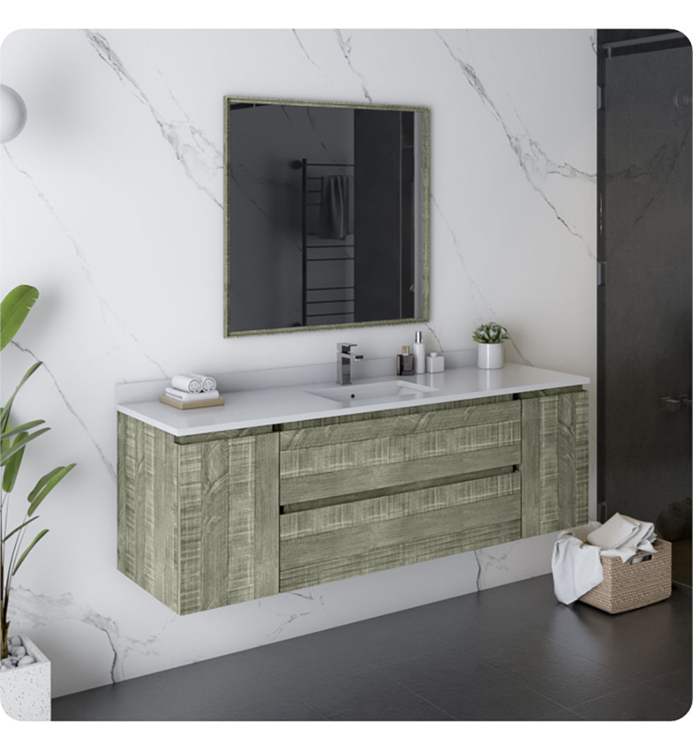 Fresca Formosa (single) 60-Inch Sage Gray Modern Modular Wall-Mount Bathroom Vanity Set