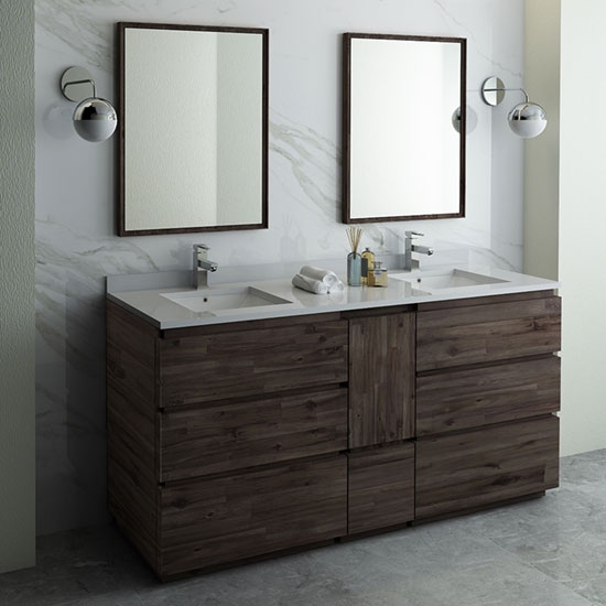Fresca Formosa (double) 72-Inch Acacia Modern Modular Bathroom Vanity Set [Model 2]
