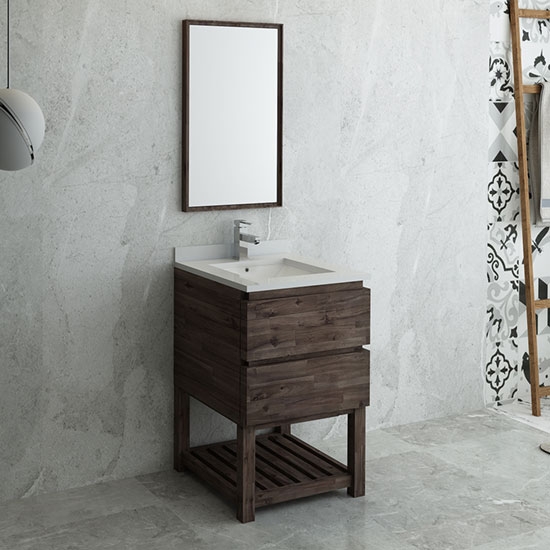 Fresca Formosa (single) 24-Inch Acacia Modern Modular Bathroom Vanity Set w/ Open Bottom