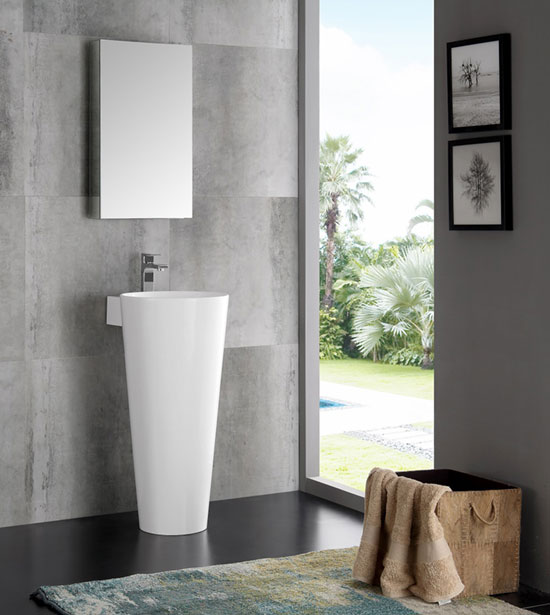 Fresca Messina (single) 15.75-Inch White Modern Pedestal Bathroom Vanity Set