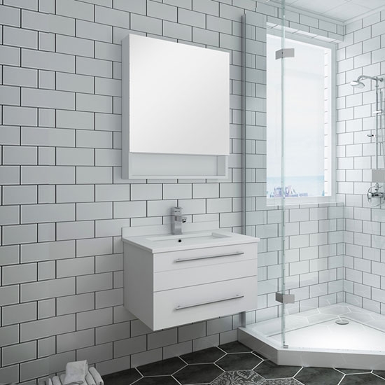 Fresca Lucera (single) 24-Inch White Modern Wall-Mount Bathroom Vanity Set [Undermount]