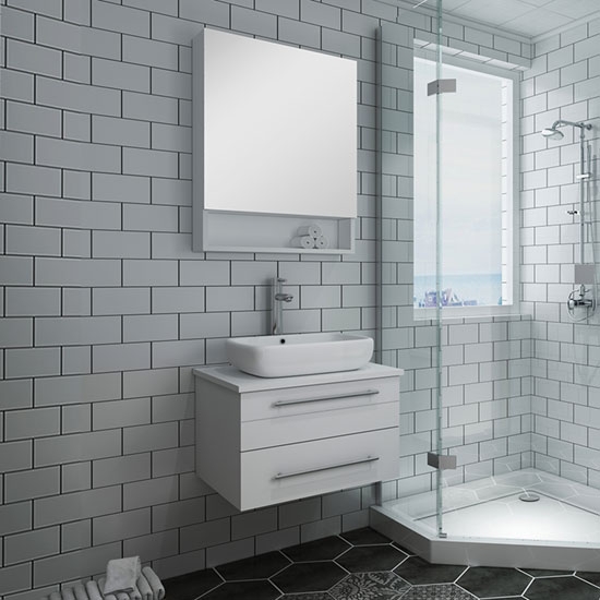 Fresca Lucera (single) 24-Inch White Modern Wall-Mount Bathroom Vanity Set [Vessel]