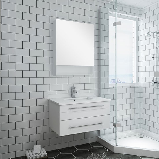 Fresca Lucera (single) 30-Inch White Modern Wall-Mount Bathroom Vanity Set [Undermount]